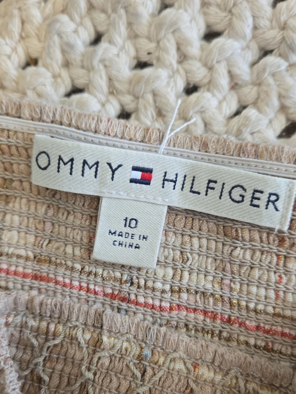 Tommy Hilfiger Beige Plaid Midi Skirt